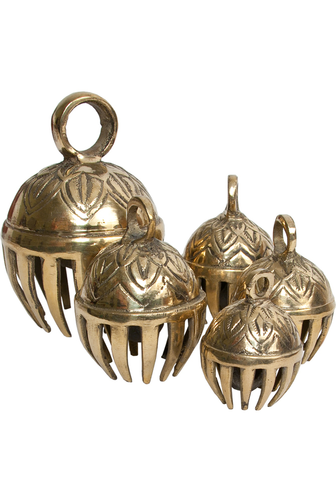 DOBANI Graduated Solid Brass Elephant Bells 5Piece 1.5to3"